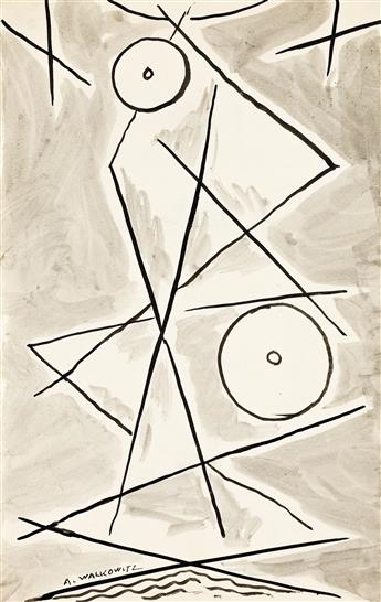 ABRAHAM WALKOWITZ Group of 4 abstract drawings.